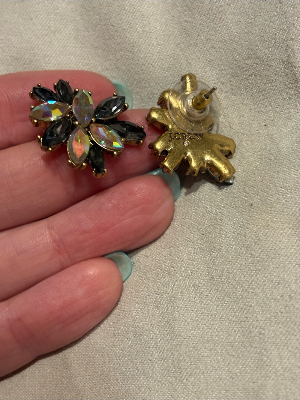 J. Crew Iridescent and Black Crystal Stud Earrings - Picture 4 of 6